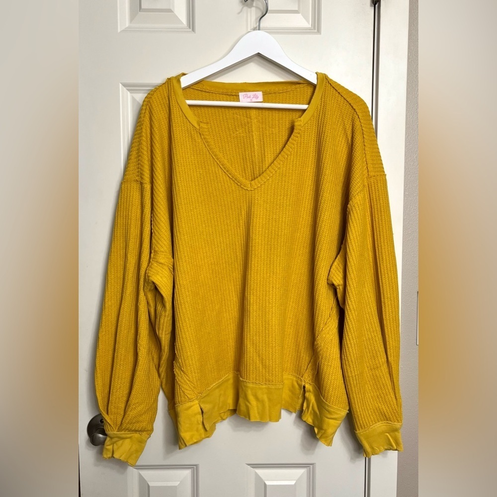 Pink Lily Waffle Knit Long Sleeve NWOT